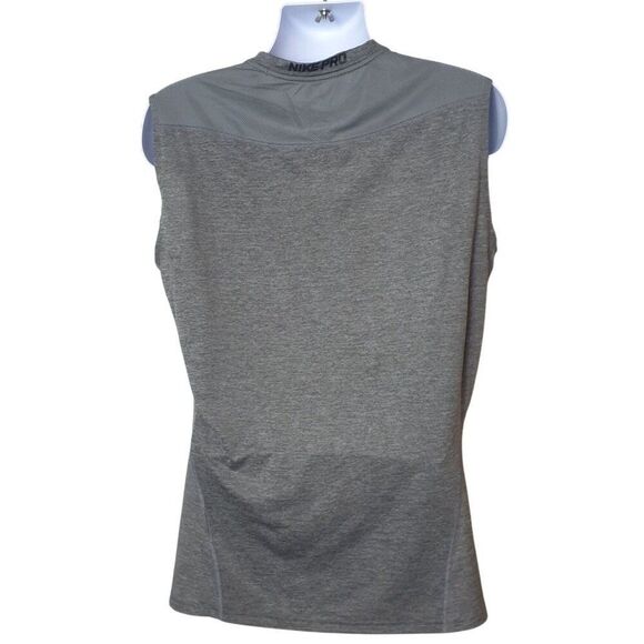 Nike Pro Mens Sleeveless Top L Gray Black Dri-Fit Fitted Training Shirt Sporty - Picture 2 of 4